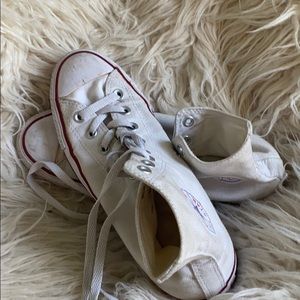 Distressed off white high top converse